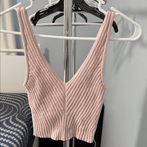 NWT American Eagle Outfitters Blush Ribbed Cropped Tank